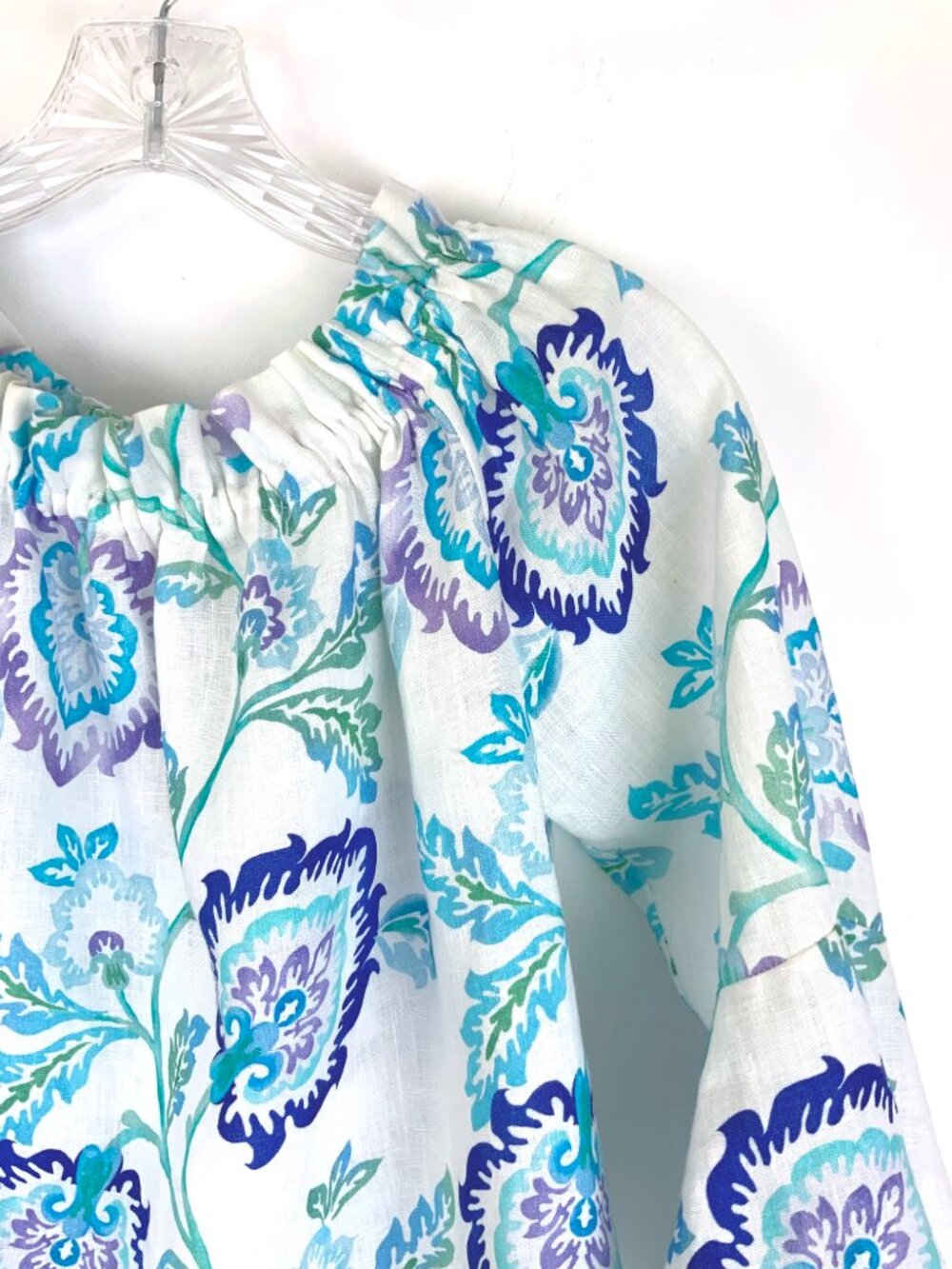 iLinen Lifestyle Floral Linen Ruffle Sleeve Peasant Blouse Sz S - Picture 7 of 16